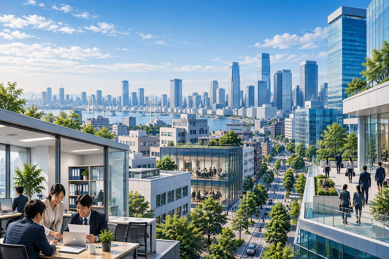 成長する企業と都市のイメージ
